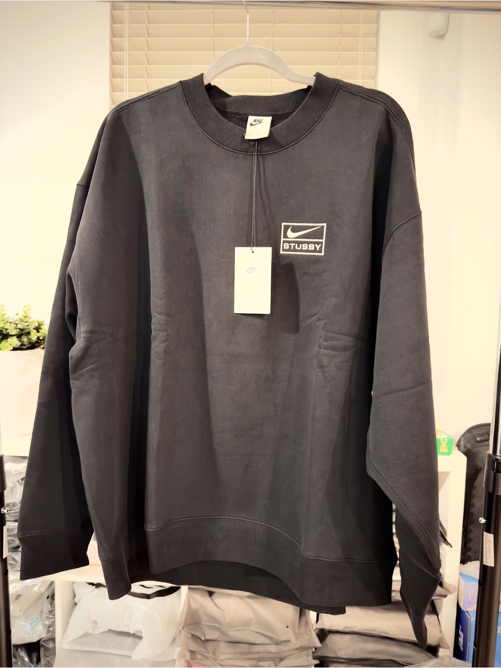 Nike Black Crewneck Sweatshirt with Stussy Logo